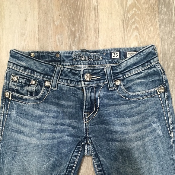 MISS ME Distressed Beaded Jeans Size 25 - Picture 5 of 7